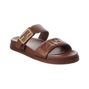 Fendi Feel Ff Leather Sandal, Brown